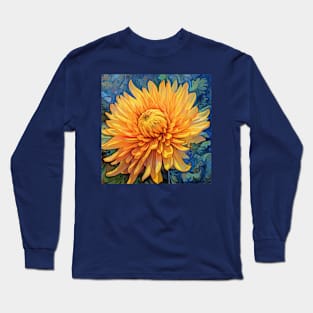 Folk Art Vibrant Yellow Chrysanthemum Long Sleeve T-Shirt